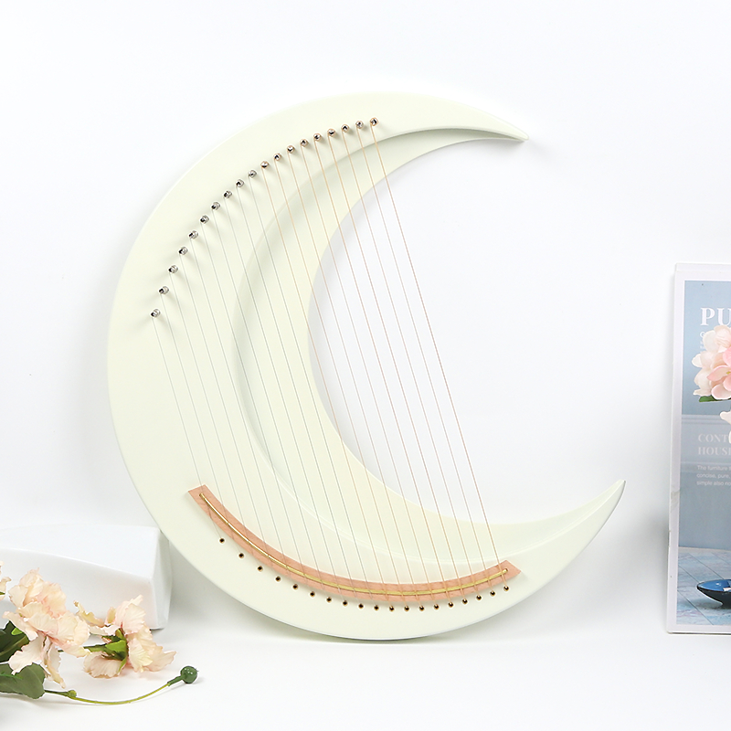7/19 Strings Moon Lyre Harp Portable Musical Instrument Stringed Instrument with Tuning Wrench
