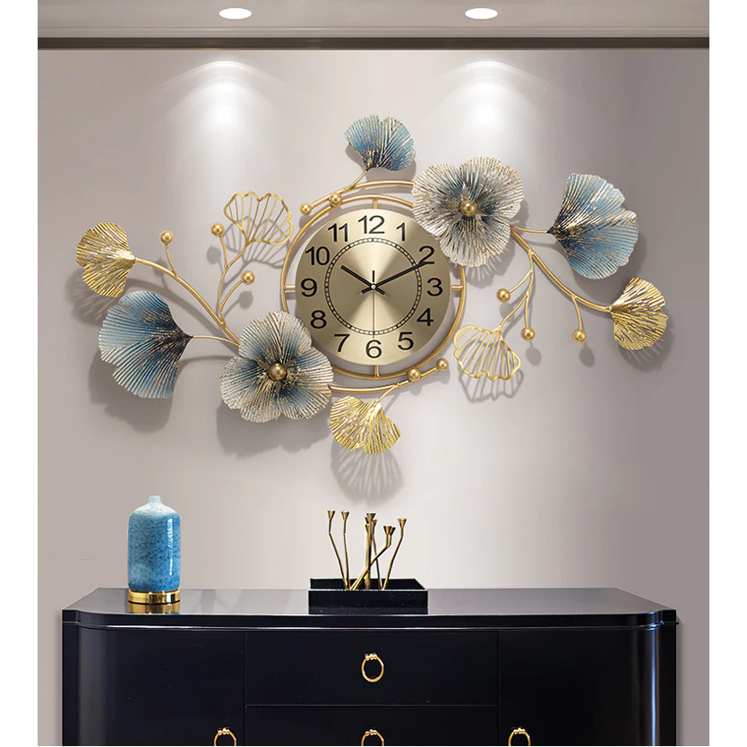 Creative Clock Nordic Light Luxury Living Room Dining Room Clock Wall Hanging Decoration Ginkgo Leaf