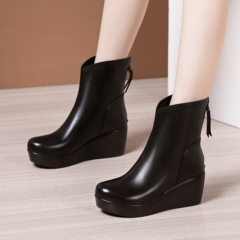 Thick High Heel Ankle Boots back zipper shoes for women 2inchs size 35-40