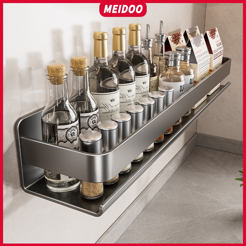 [SG Stock] MEIDOO Aluminum Kitchen Storage Rack Punch-free Wall-mounted Removable Storage Rack