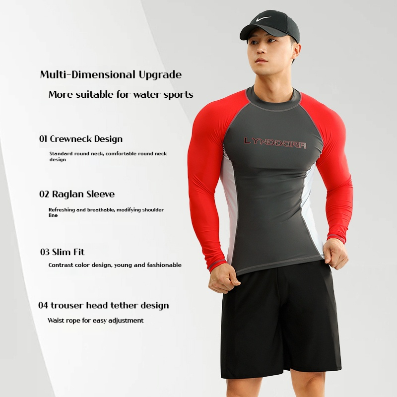 SAILBEE Men UV Protect Swimwear Long Sleeve Swimsuit Mens Rashguard Surfing Rash Guard Surf Shirt For Swimming Diving suit M0123 — size chart