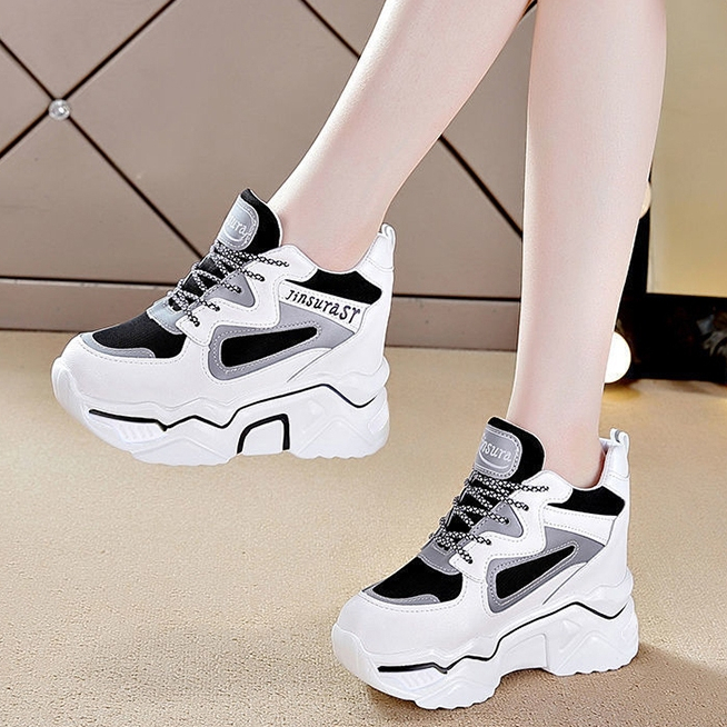 【YR】Fashion Korean thick bottom rubber shoes for women high cut sneakers Heel height 5cm #Q802