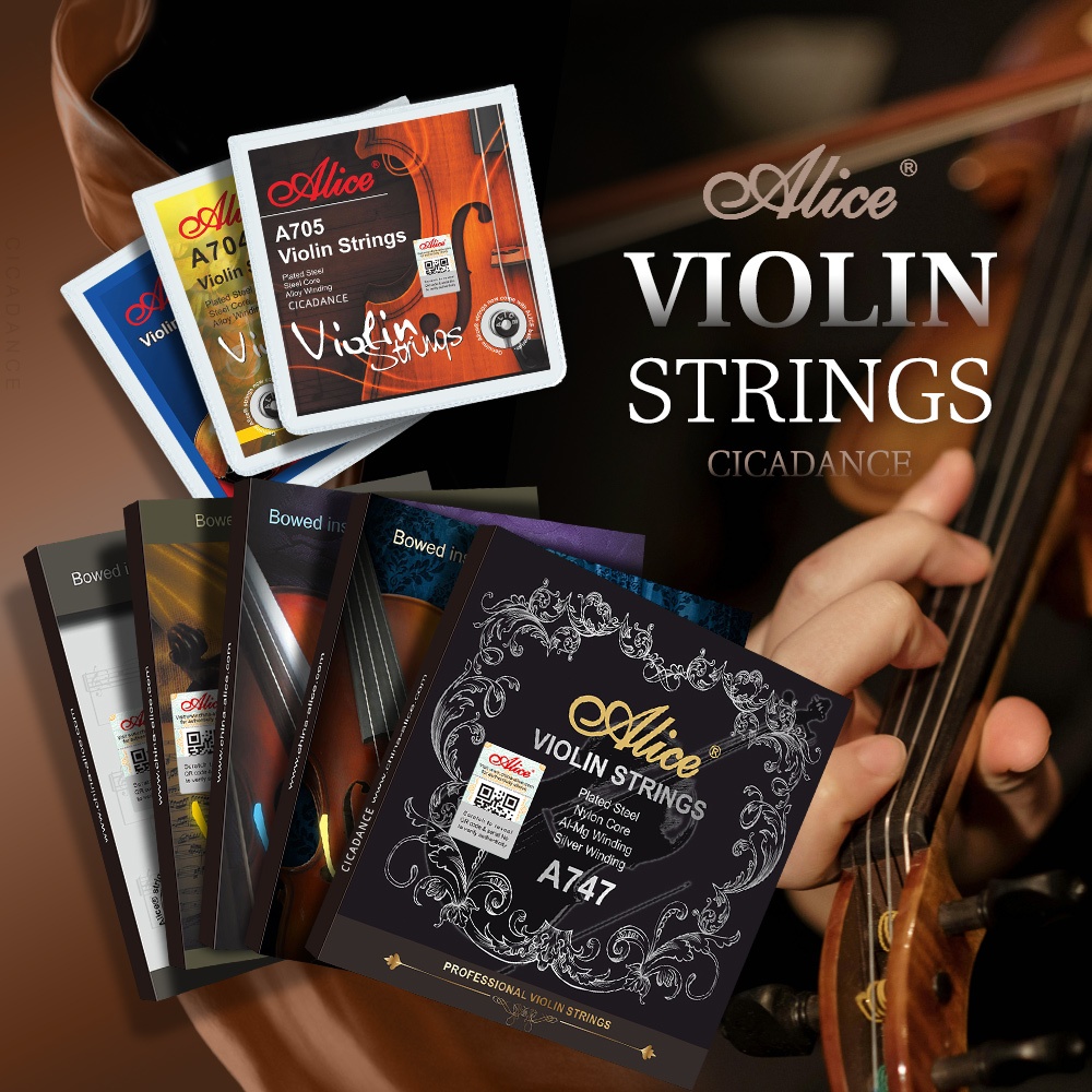 Alice Universal Violin Strings 4/4 Set E-A-D-G Elegantly Mellow Tone Copper Wire Core Alloy Wound St