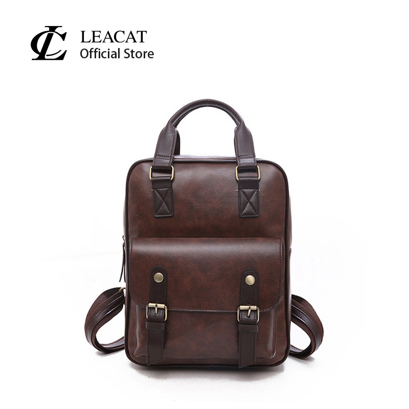 Leacat Women Anti-Theft PU leather Backpacks Brown