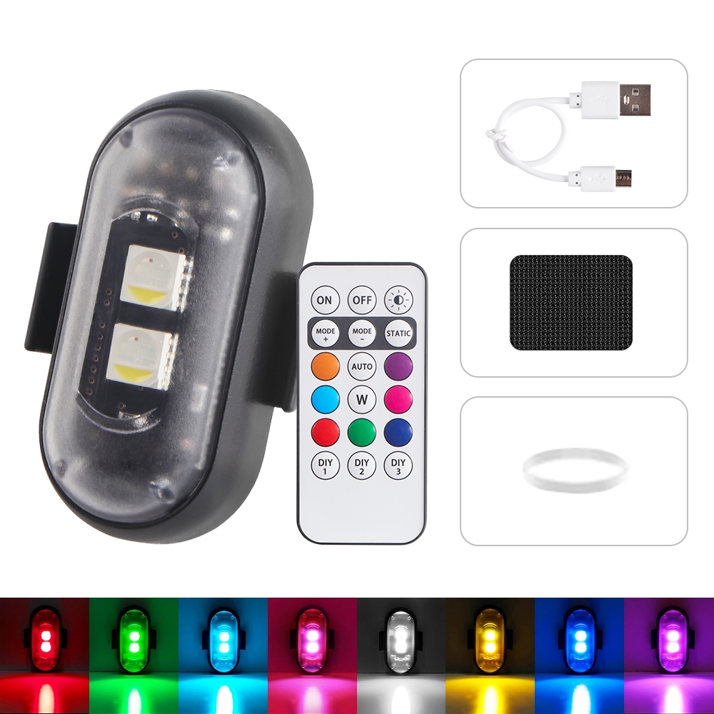 Thiết Kế Chống Nước RGB Nhấp Nháy Đèn LED Máy Bay Đèn LED Nhấp Nháy USB Sạc Không Dây Với Điều Khiển Từ Xa Đèn Báo LED Cảnh Báo