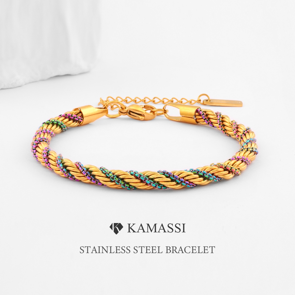 KAMASSI Stainless Steel Colorful Bracelet Unisex Hypoallergenic Non Tarnish Waterproof B2096-2