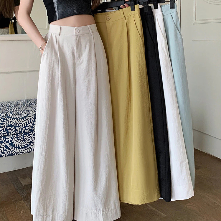 Plus Size S-2XL Women's Square Pants High Waist Wide Leg Trousers
