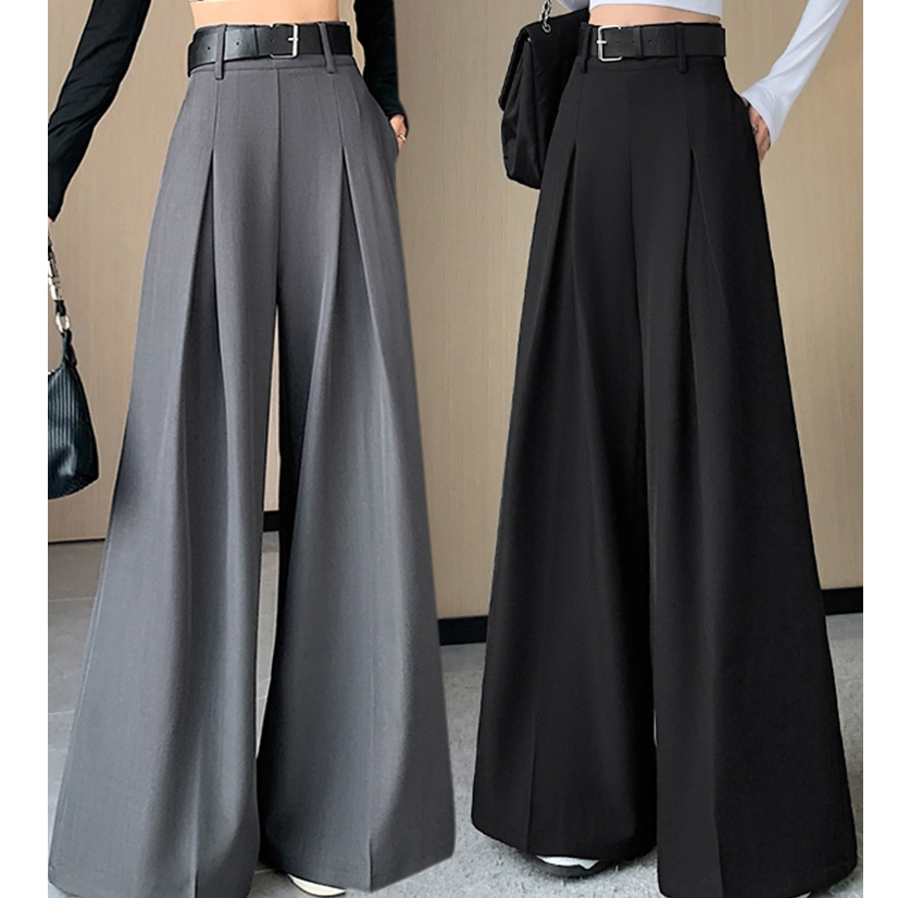Plus Size Waist Women Suit Pants High Waist Wide Leg Trousers