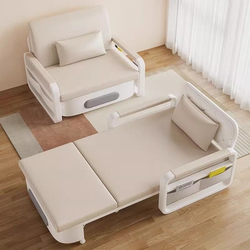 HDB Foldable Sofa Bed Solid Wood Folding Dual-purpose Small Sofa Household Multi-functional Single Bed for Living Room/Bedroom/Balcony