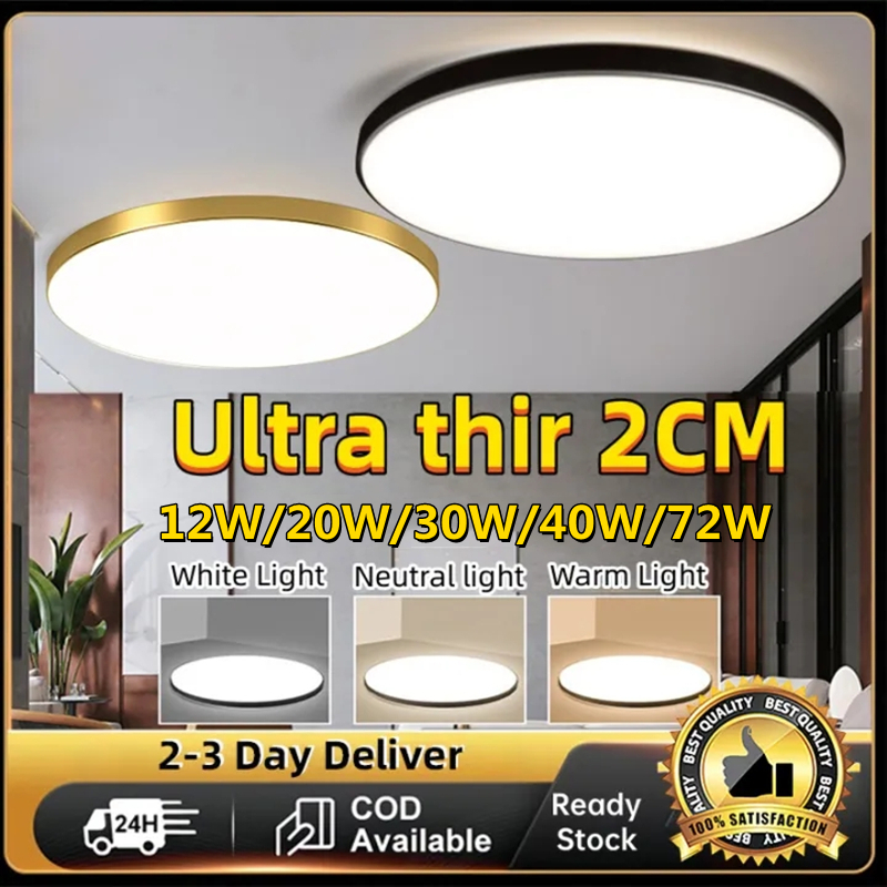 Nordic Tri Color Chandelier Ceiling Lights LED Modern Ultra-Thin Three-Proof Ceiling Lamp Round Wate