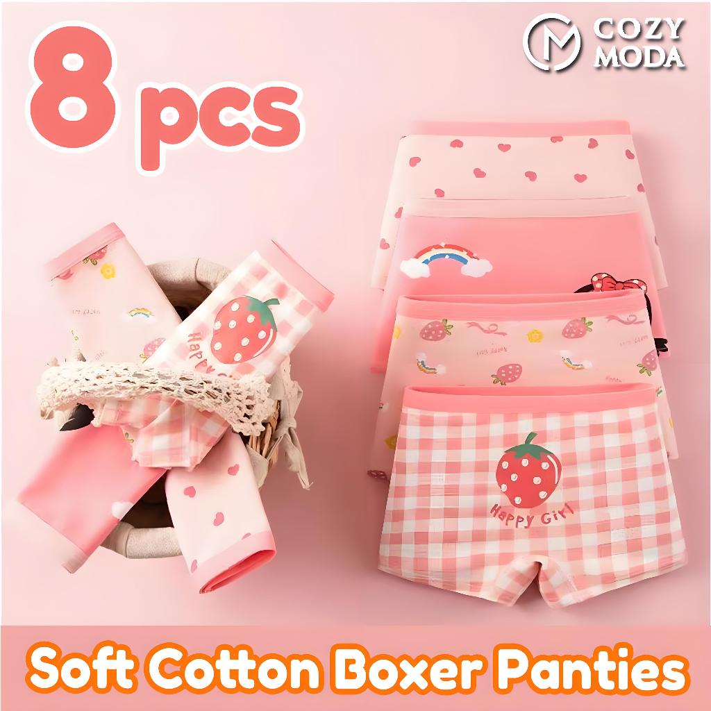 8Pcs Cotton Panty Short for Kids Girls Premium Cotton Cartoon Boyleg Underpants Boxer Panties Set fo