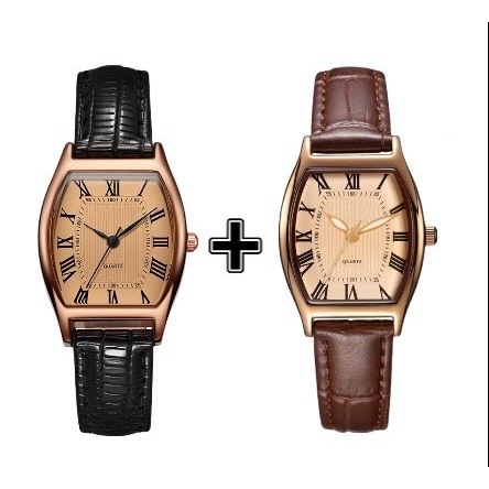 【Buy 1 Take 1】Women Watch Ladies Wristwatches Brown Retro Vintage Leather Bracelet Quartz Reloj wat