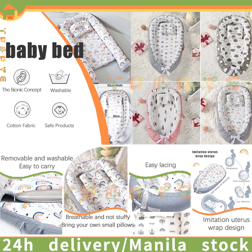 [Free Shipping]Portable Bed Cotton Nest with Baby Pillow Removable Newborn Bed Set for Baby Washable
