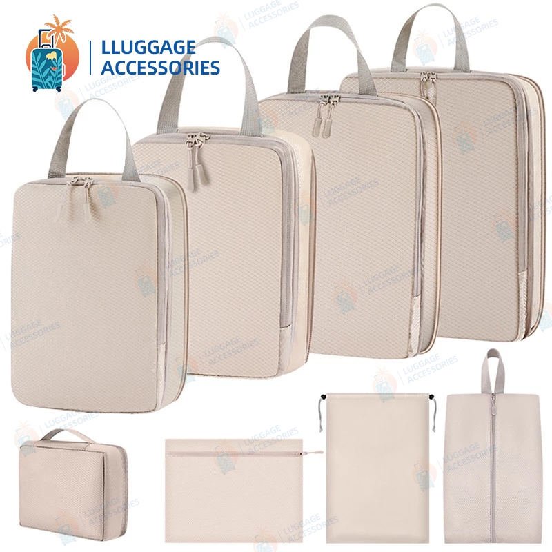 8Pcs Compression Packing Cubes Luggage Bags Breathable Travel Luggage Organizer Foldable Suitcase