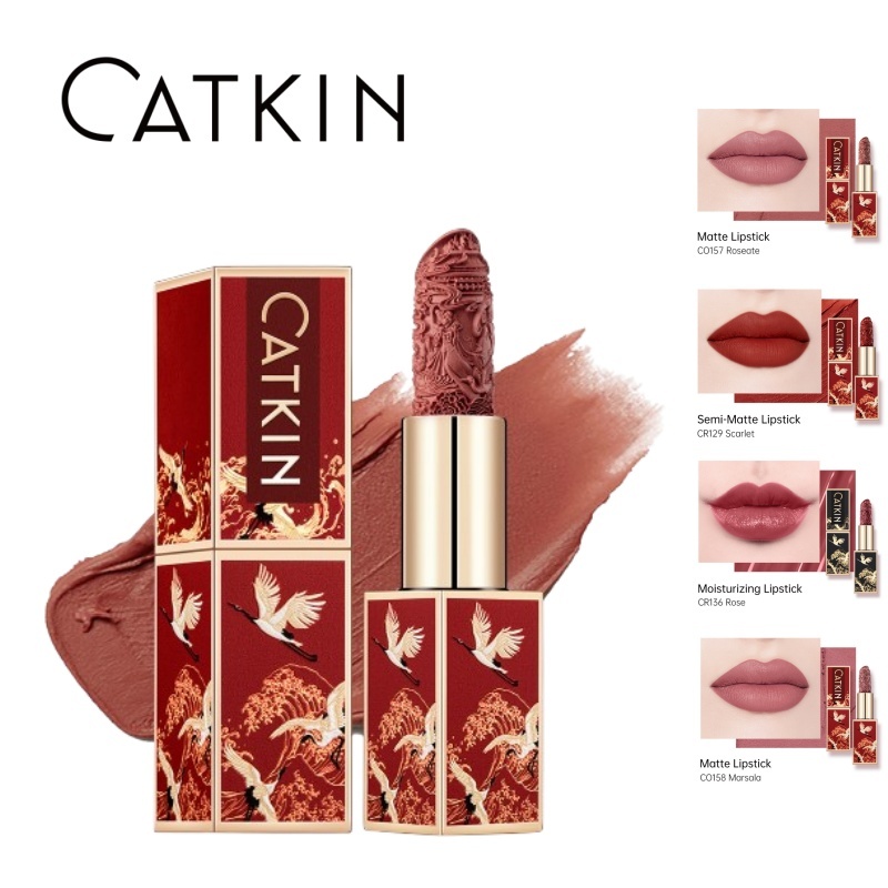 Matte Lipstick CATKIN Carved, Easy to Apply, Highly Pigmented Long Lasting Moisturizing Lip Natural