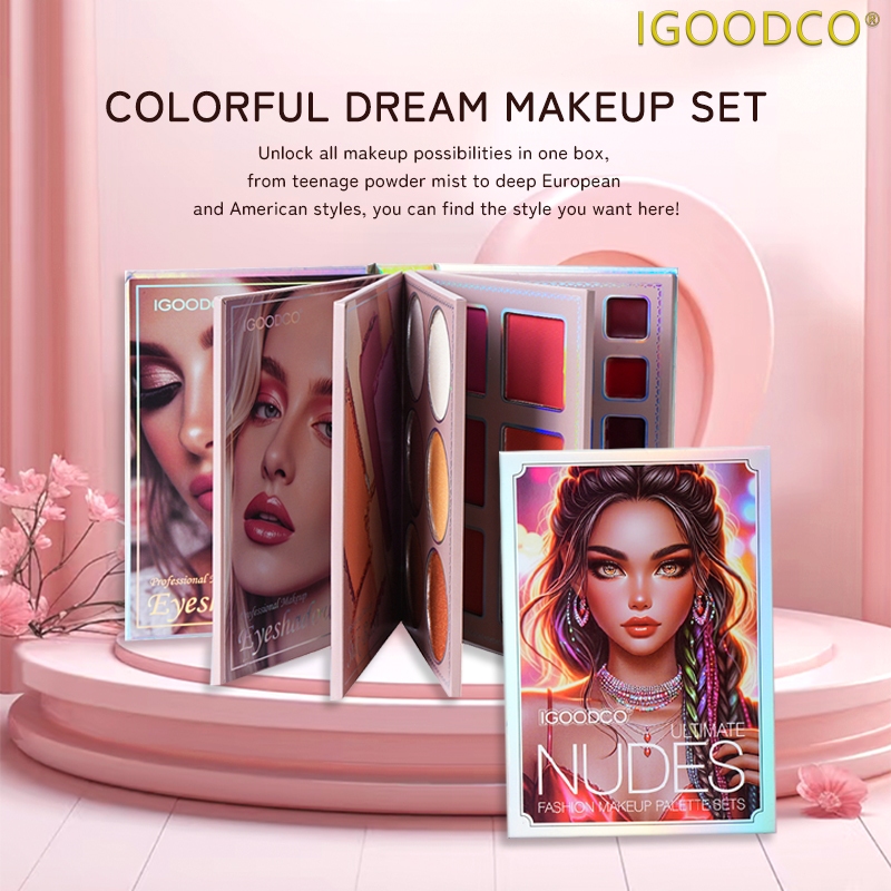 IGOODCO（ IG3156）5-in-1 high gloss matte powder blusher lipstick multi-color boy and girl makeup eye