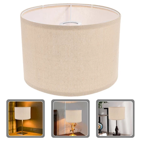[READY STOCK] Linen Fabric Lampshade Cylindrical Cloth Floor Lampshades Light White The Luminaries B