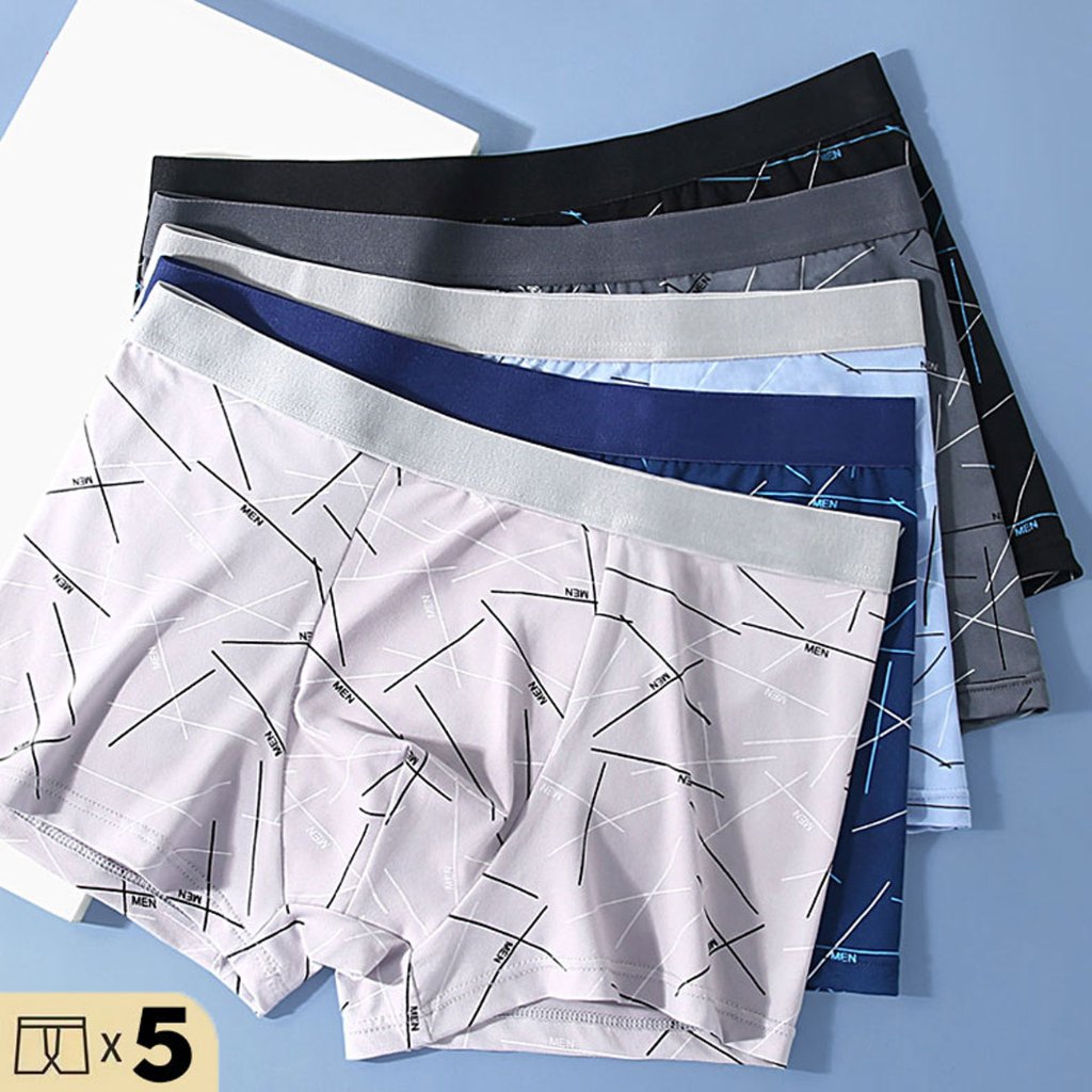5 pcs set men's Boxer briefs underwear with technical style lines Boxers pure cotton sterile interio