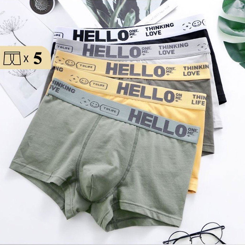 5 pcs set Boxer brief for men fashion boxer briefs underwear breathable soft comfortable quick-dryin