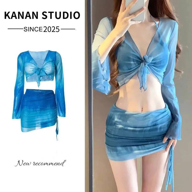 2026 New bikini Swimsuit Women's Seaside Vacation Four-Piece Set Conservative High Sense Split summe