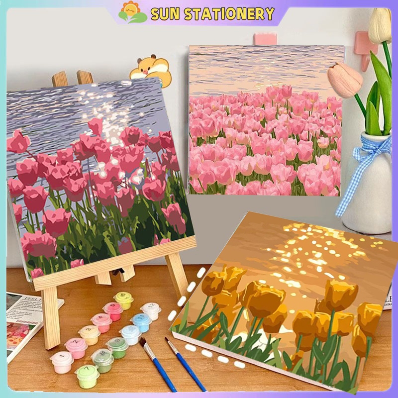 Digital Oil Paint By Numbers 20x 20cm Canvas Frame Number Painting Decor Wall Painting