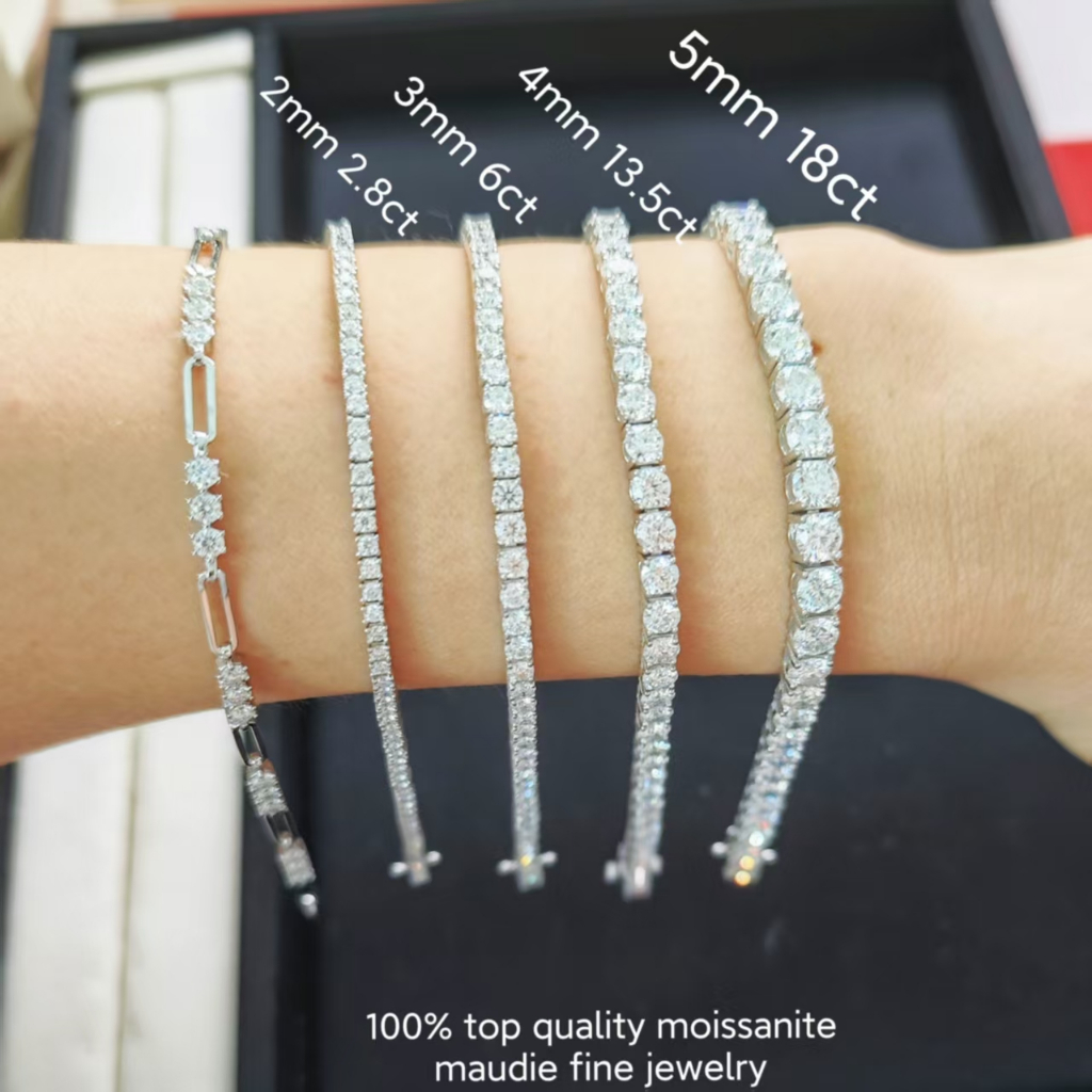 Real Moissanite Tennis Bracelet ins Luxury Fine Jewllery 100% 925 Sterling Silver women Diamond Gold
