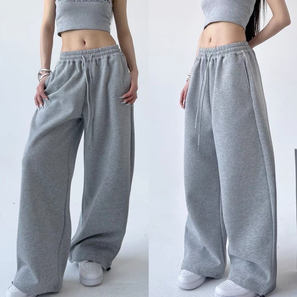 GDTIMA Baggy Sweatpants Jogge Pants For Women HipHop High Waist Wide Leg Trousers Elastic