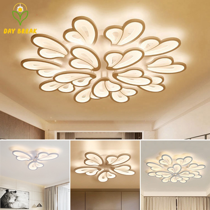 LED Ceiling Light Tricolor Nordic Modern Five-Head Butterfly Shape Light Warm Color Creative Decorat