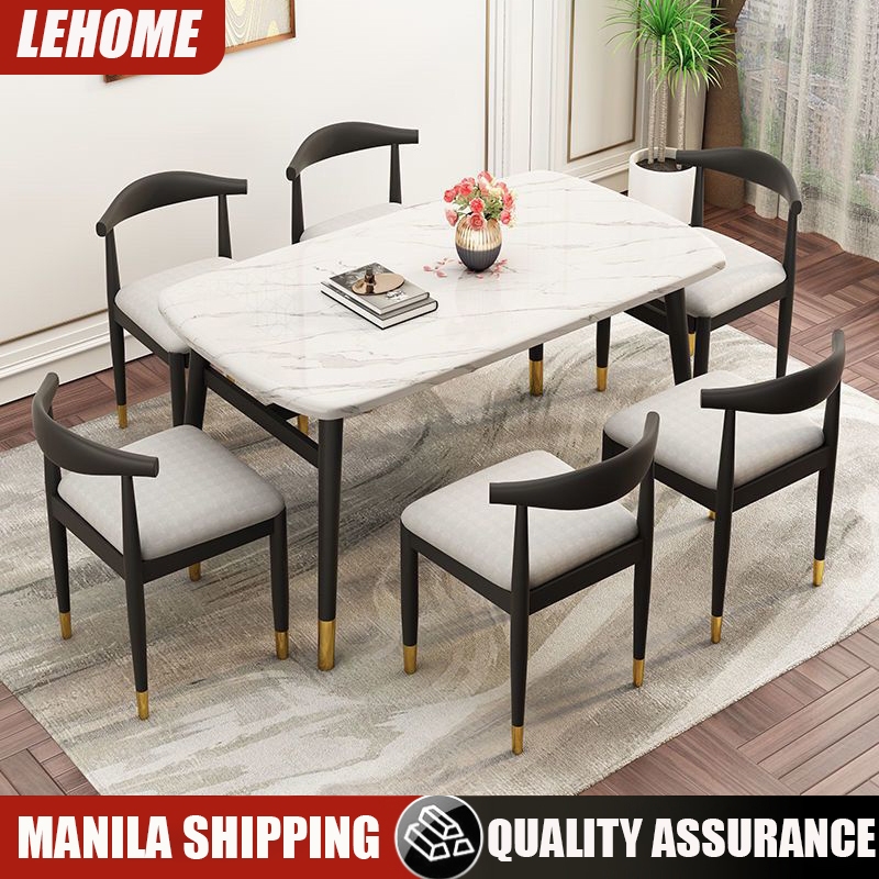 (1 Set)Wooden 1 Table 6 Chairs Dining Table 6 Seaters Dining Table and 4 Chairs Restaurant Home
