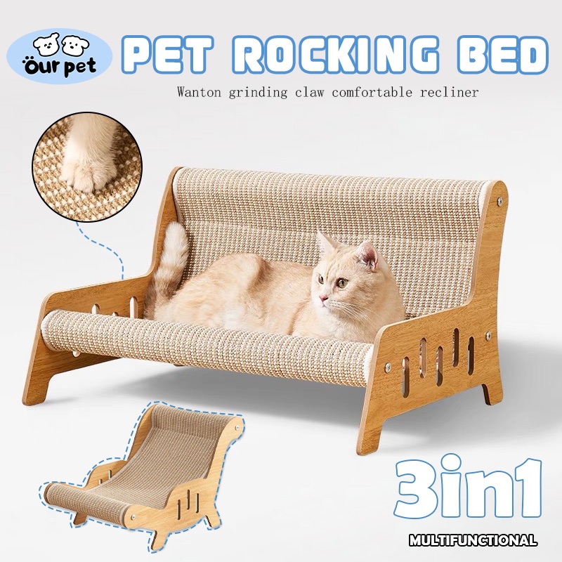 3 in 1 Cat Scratching Board Cat Bed Wear-resistant cat Sisal Cushion Recliner Chair Pet Sofa