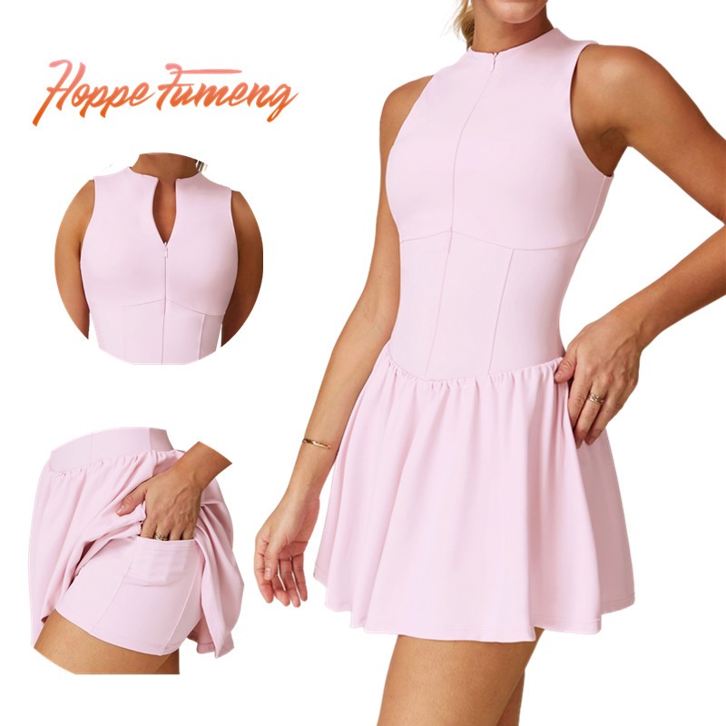 【Hoppe Fumeng】Women's padded tennis long dress fashion sport wear