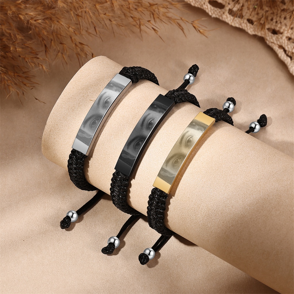 Personalized Eyes Photo Bracelet for Couple Stainless Steel Men Bracelet Customized Picture Annivers