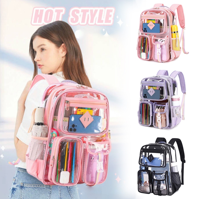 Clear Backpack Large Capacity PVC Transparent School Back Bag Waterproof For Students See Through Bo