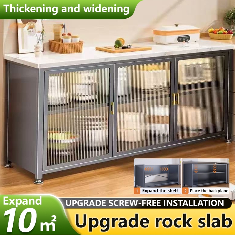 Next Day Delivery2026 New Upgrade 12mm Rock Slab Kitchen Storage Cabinet Multifunctional Storage Cabinet Kitchen Cabinet Home Sideboard Cabinet Sideboard Cupboard Cabon Steel Organizer Countertop