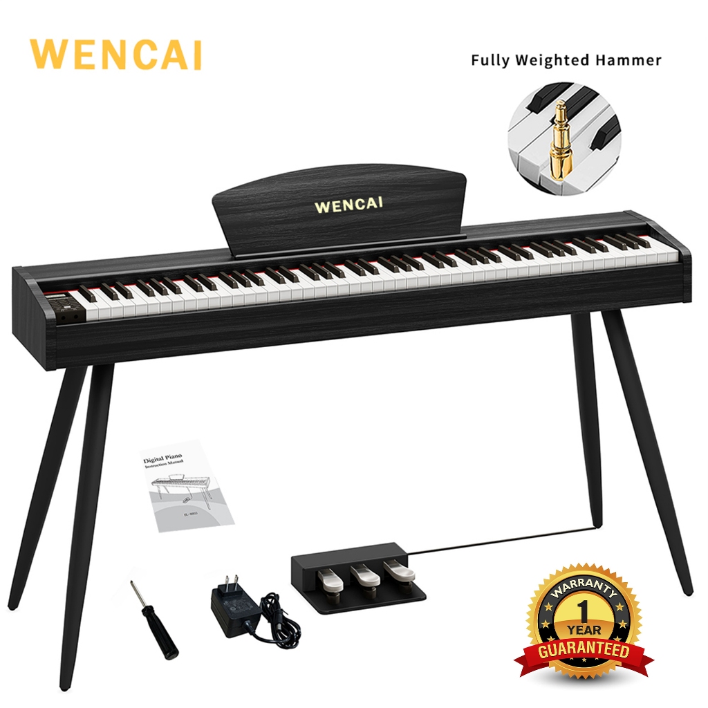 WENCAI Digital Piano 88 Weighted Keys Upright Full-Size Sustain 3 Pedals Electric Keyboard Piano