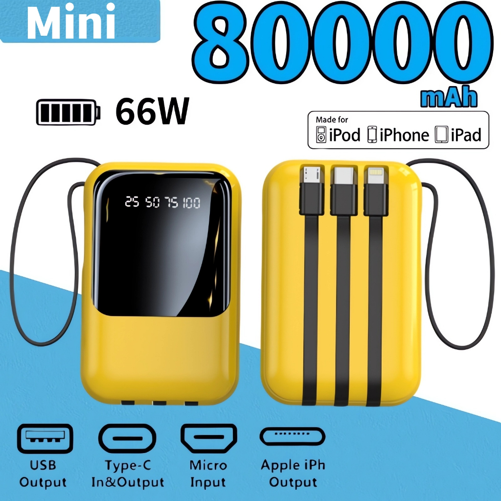 Mini Power Bank 80000mAh Fast Charging with LED Display