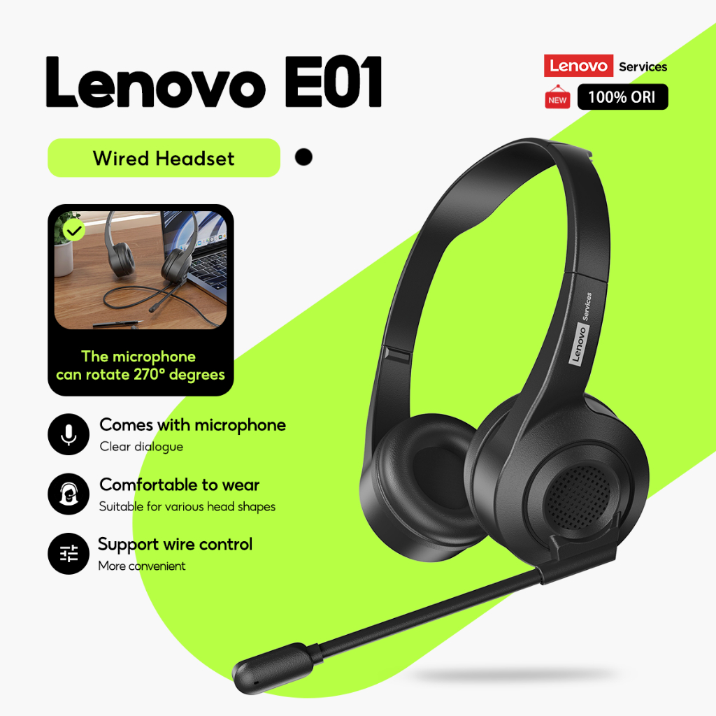 Lenovo E01 Wired Headsets Headphones with Microphone Noise Canceling Earphones with Microphone Speci