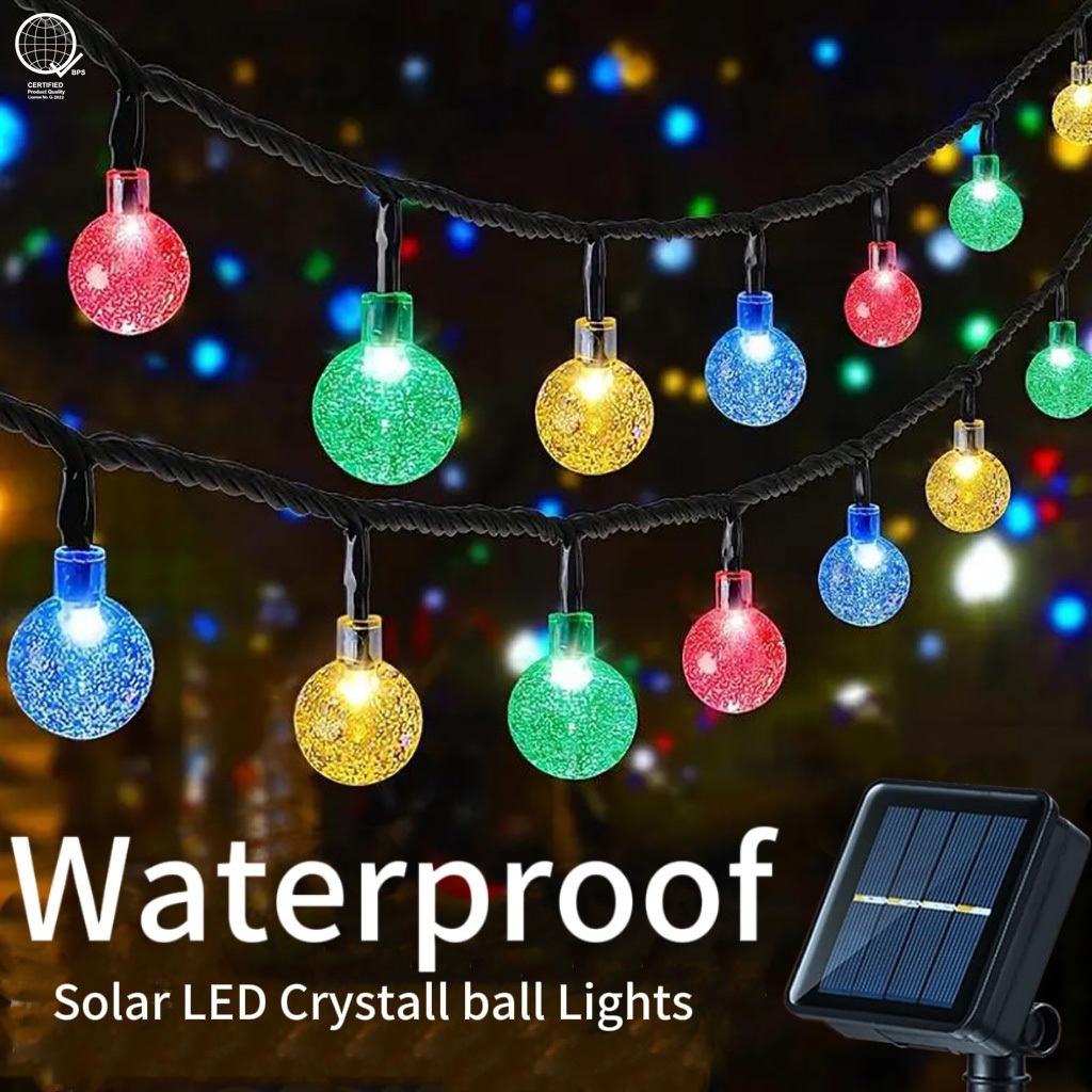 Solar Christmas lights Crystal ball 5M 7M 12M Outdoor Waterproof Led String Light Garland Festion Le