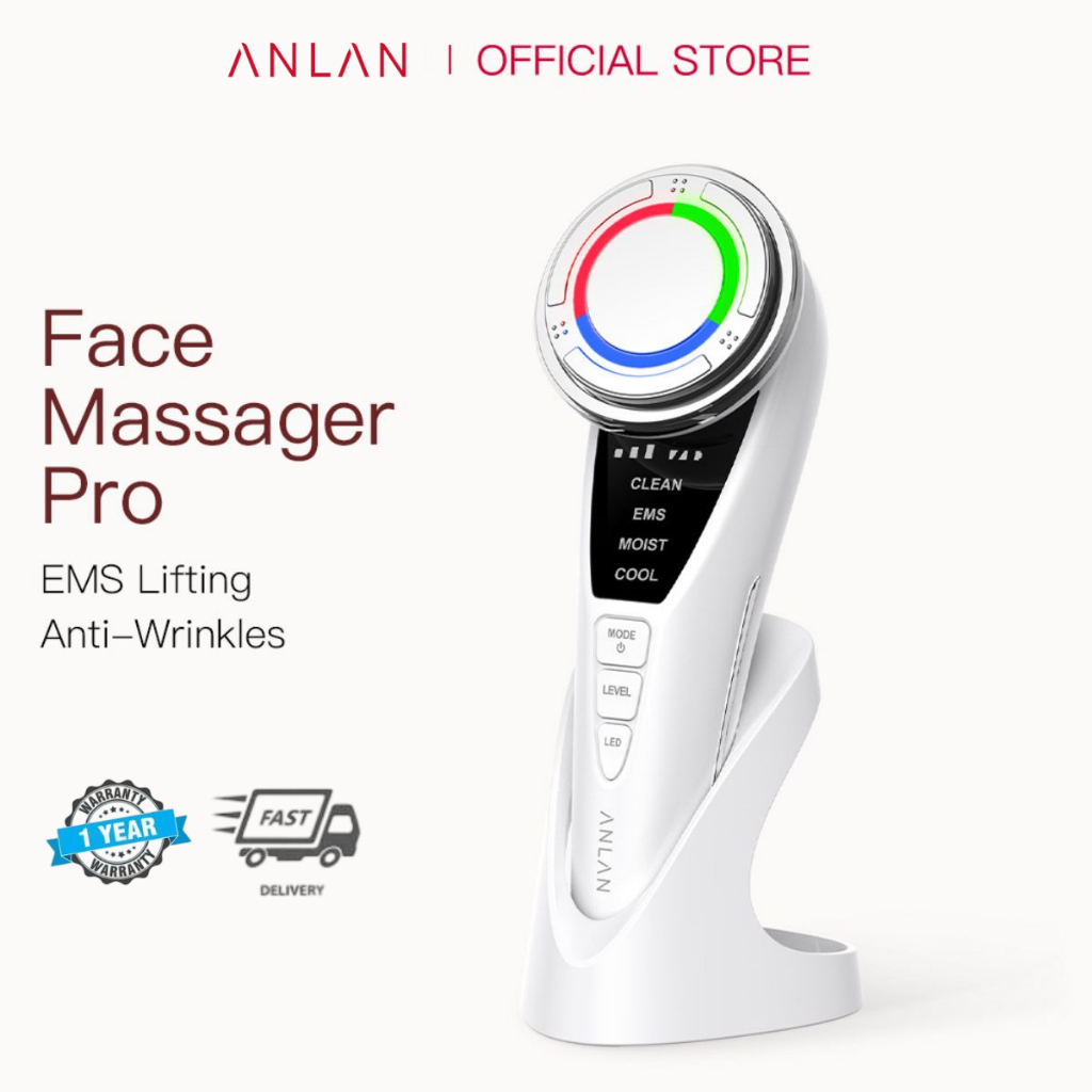 ANLAN Facial Massager Pro EMS LED Light Therapy Sonic Vibration Hot/Cold Anti Wrinkle Skin Care