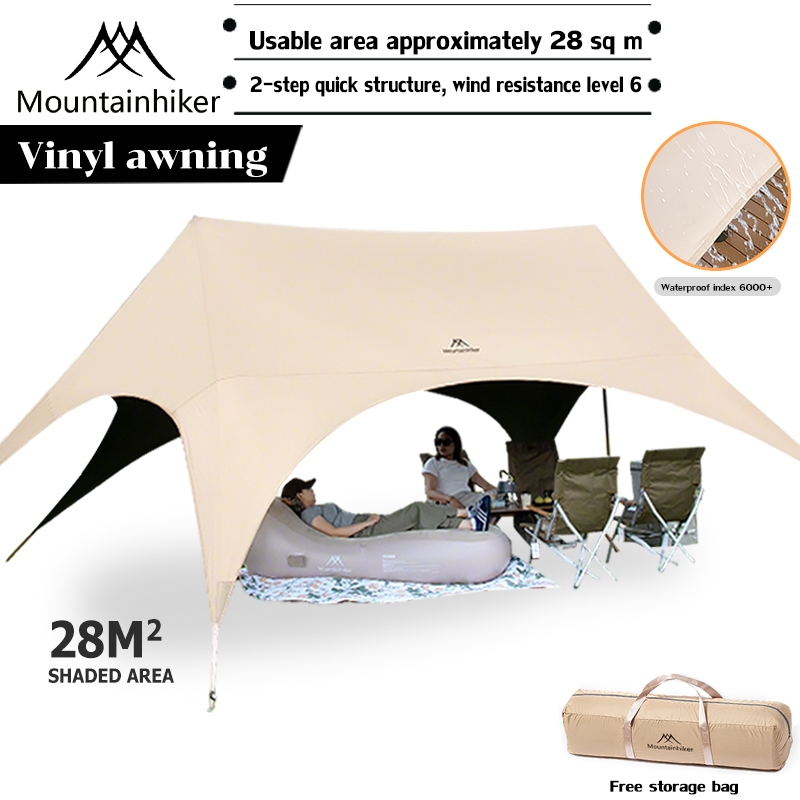 Mountainhiker Outdoor Large Tarpaulin Tent Cover, 4-25 Person, Vinyl Awning with Sun Protection, Lig