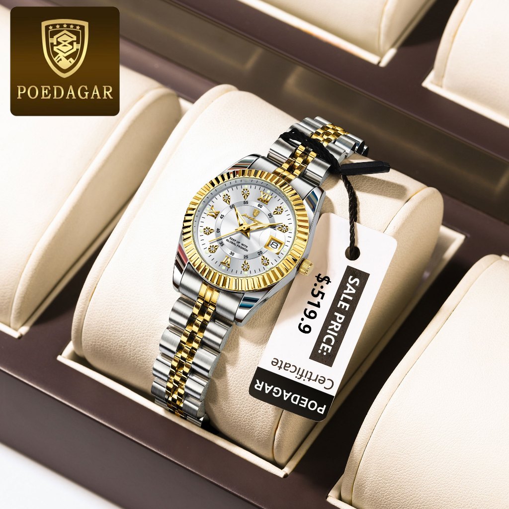 POEDAGAR Luxury Watch For Woman Waterproof Original Calendar Luminous With Box Gift Ladies Watches