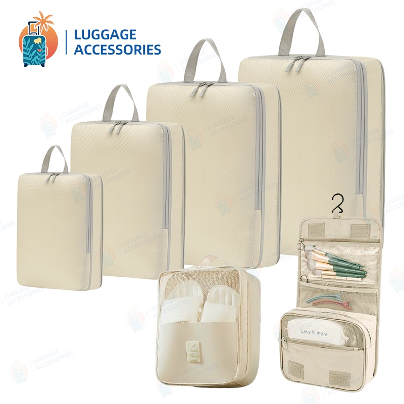 4/5/6Pcs Compression Packing Cubes Luggage Bag Breathable Travel Luggage Organizer Foldable Suitcase