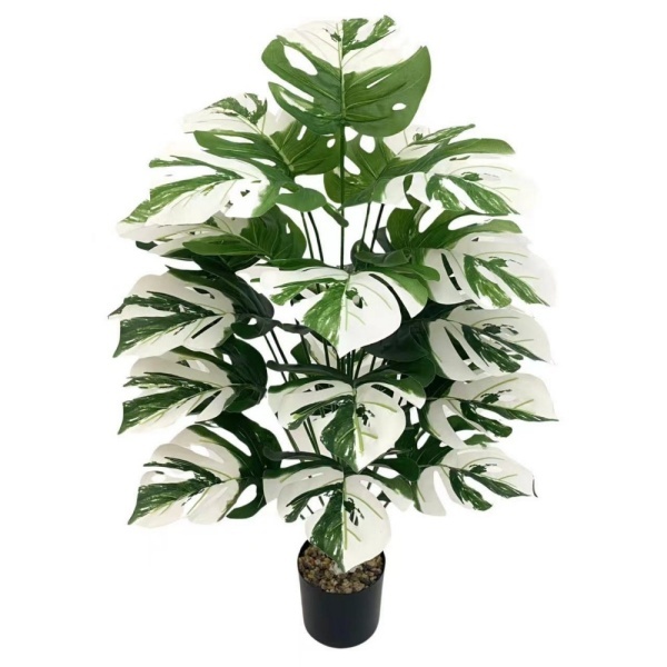 Turtle Leaf Hyphosis Big Artificial Plants White Green Leaves Simulated Silk Plant For Room Decor Ho