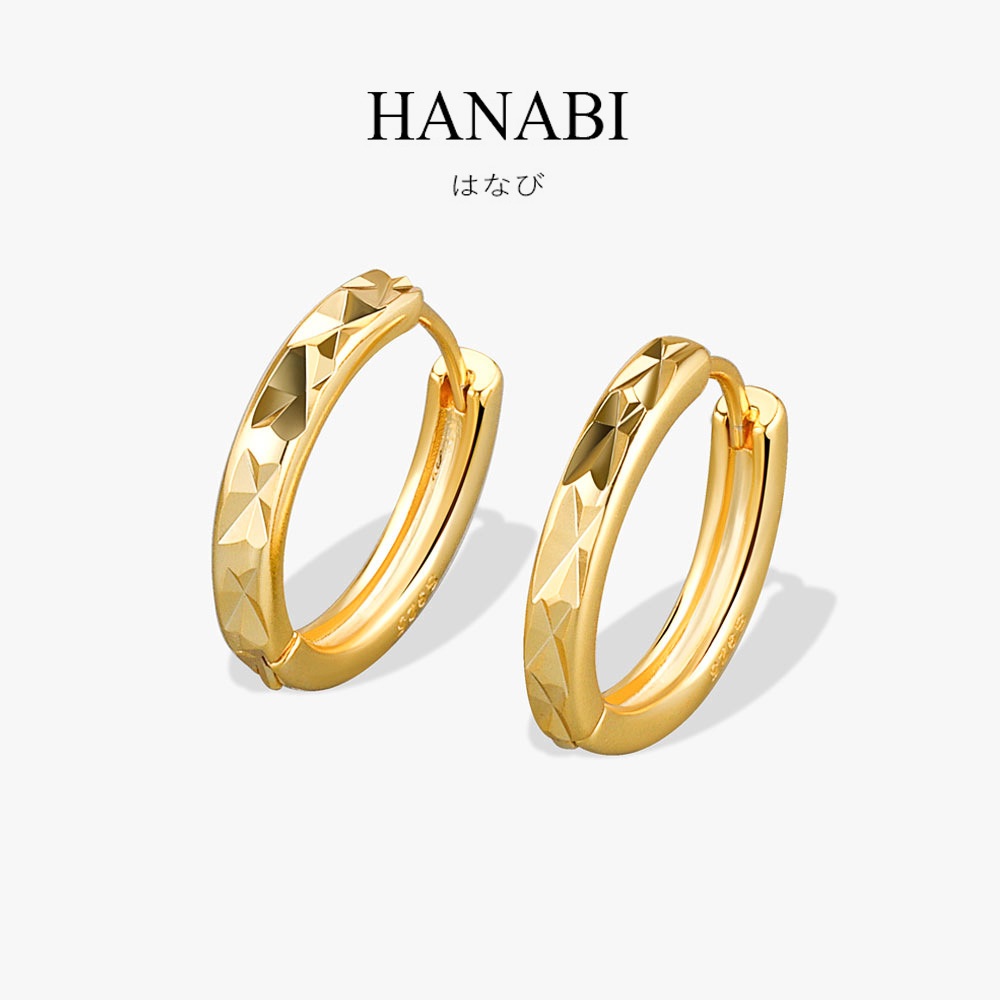 HANABI 18K Gold Geometric Diamond Earrings, Non Fading And Hypoallergenic Earrings for Women's Jewel