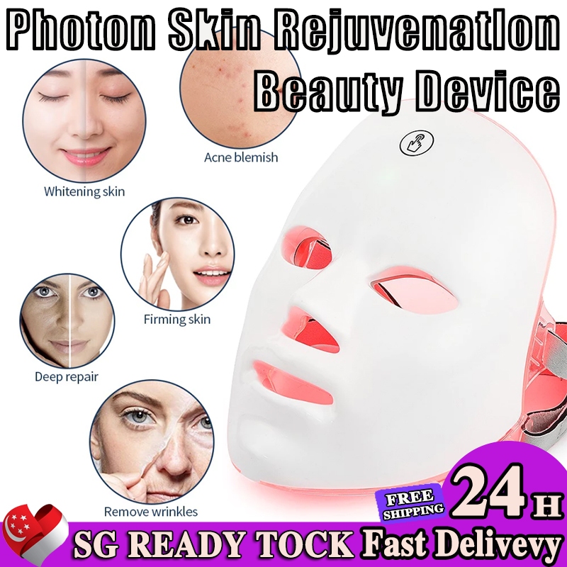 【SG Local Stocks】Photon Skin Rejuvenation Beauty Device/Skin Care Rechargeable LED Mask Home Use 7 Colours Light Therapy Face Beauty Facial Devices触摸式光子嫩肤美容仪