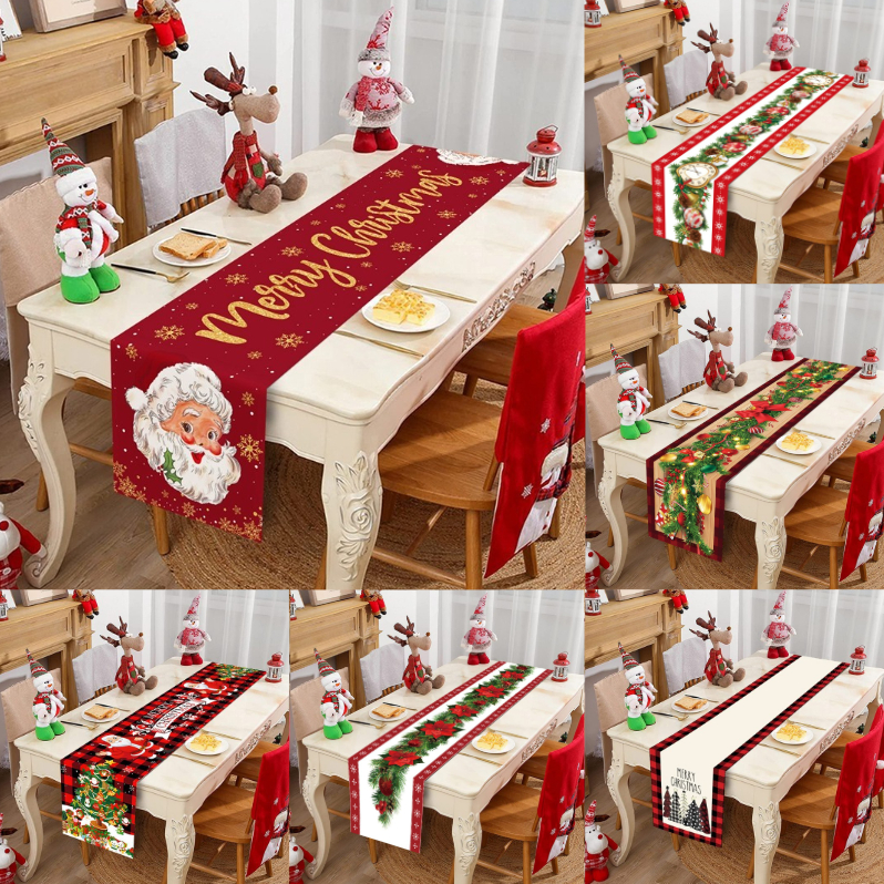 【Lowest Price】180*35CM Christmas Table Runner 6 Seater Merry Christmas Decorations for Table for Hom