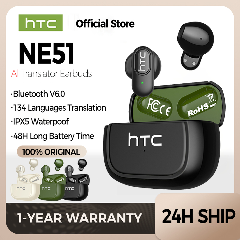HTC NE51 Ai Earbuds AI Smart Real-Time Translation Bluetooth Earphone Tws Game Earphones Noise Cance