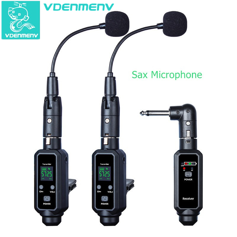 C03 Pro Saxophone Wireless Microphone System, UHF 50M for Live Performance & Practice