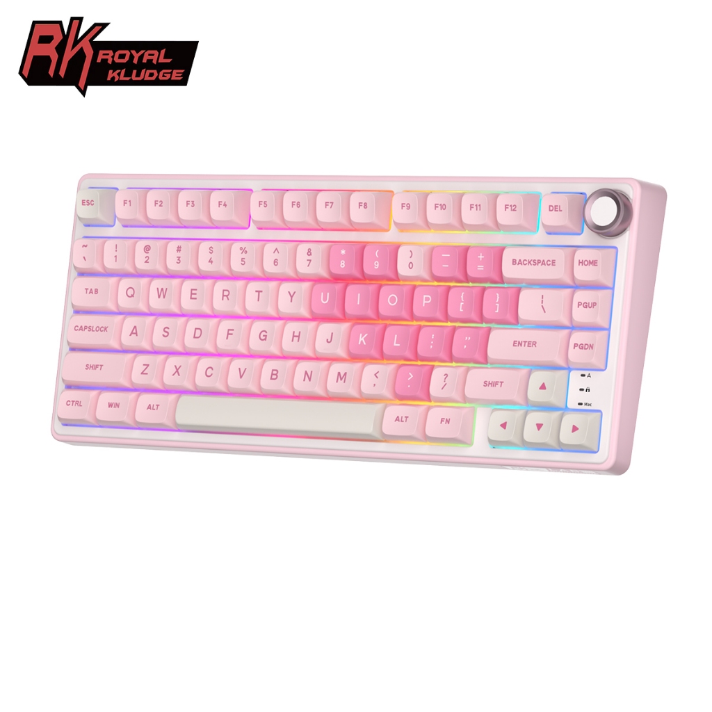 RK Royal Kludge RK R75 Pink Melody Gasket Wired With Knob Mechanical Keyboard