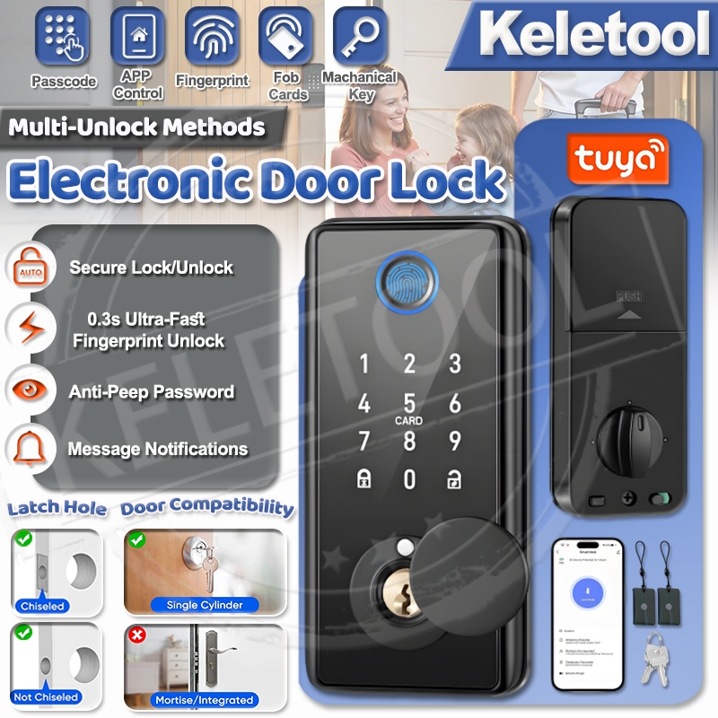 digital lock smart fingerprint door lock Tuya keyless entry door lock smart biometric deadbolt lock electronic door lock smart lock for front door with keypad auto & one touch lock
